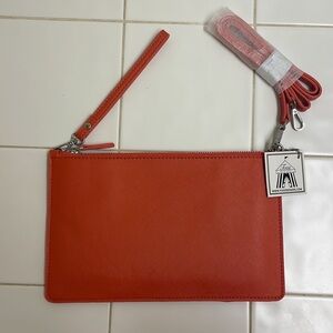 Toss Designs Orange leather wristlet purse/clutch (NWT)